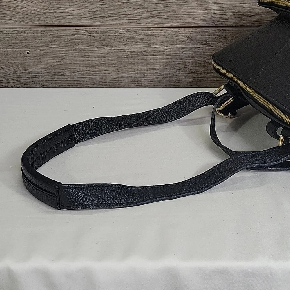 Unicai Firenze Black Pebble Leather Backpack Bag